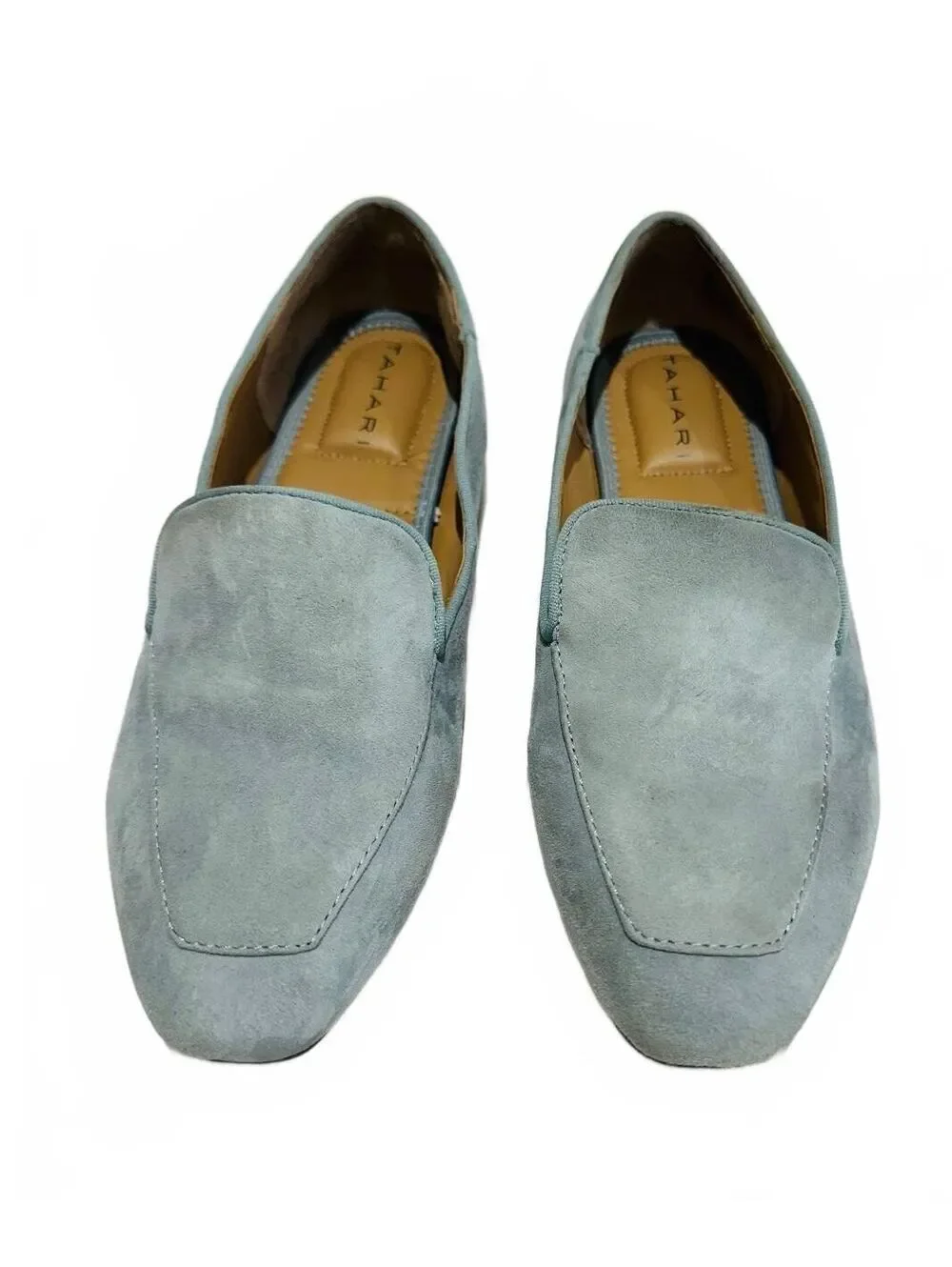 Tahari Woman's Light Blue Suede Loafers Padded Insoles Size 9M